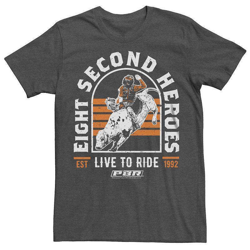 Mens Professional Bull Riders Live to Ride Eight Second Heroes Graphic Tee Grey Heather Product Image