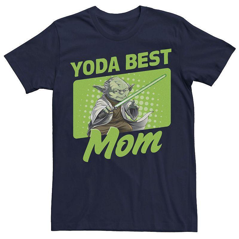 Mens Star Wars Yoda Best Mom Yoda Cartoon Portrait Tee Blue Product Image