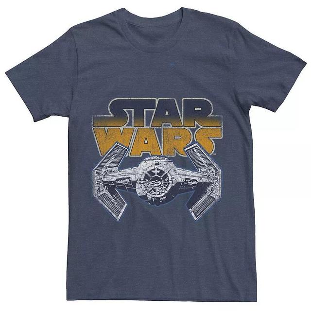 Mens Star Wars Super Retro Tie Fighter Classic Logo Tee Navy Grey Product Image