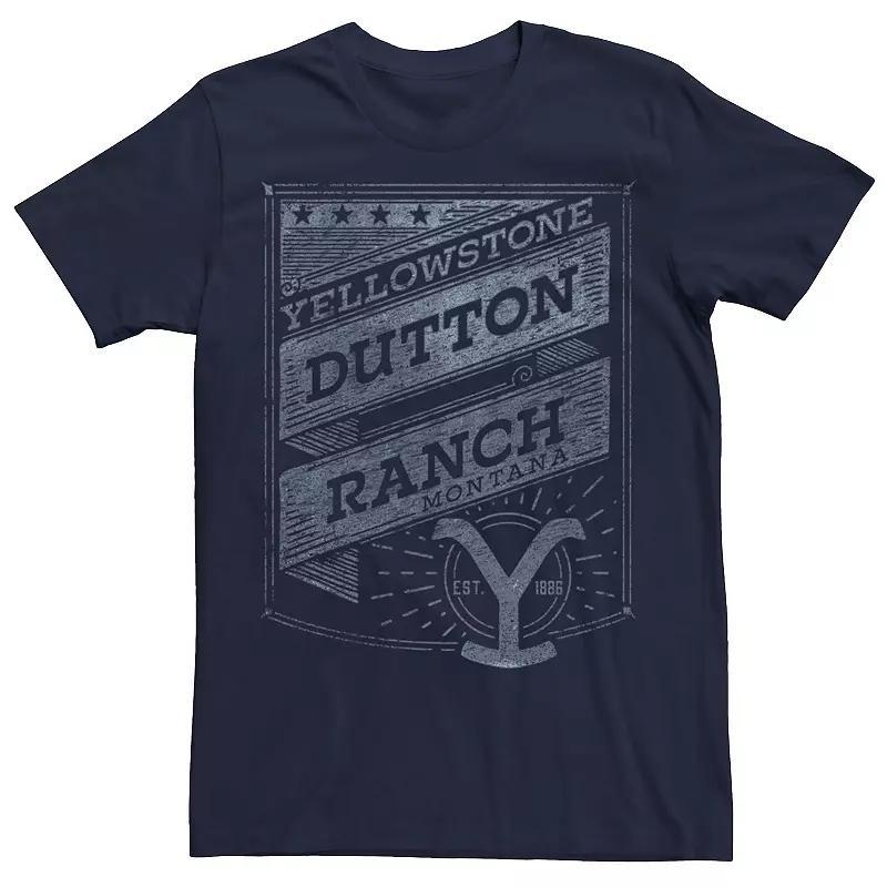 Mens Yellowstone Dutton Ranch Montana Banner Tee Blue Product Image