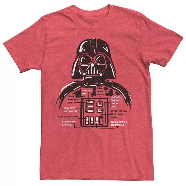 Mens Star Wars Darth Vader Button Options Doodle Tee Red Grey Product Image