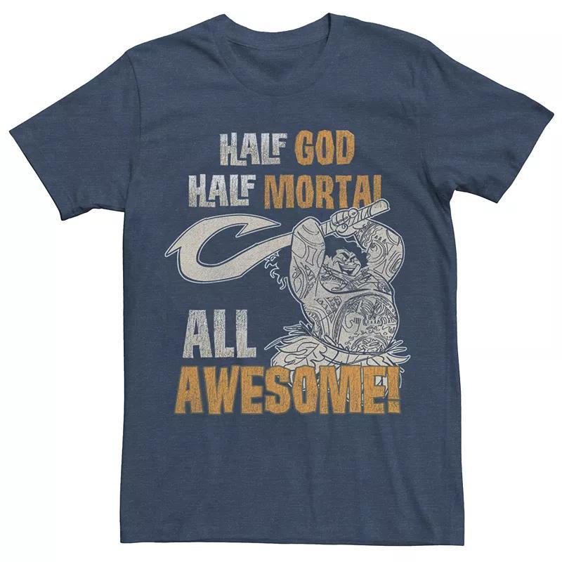 Mens Disneys Moana Maui All Awesome Tee Navy Grey Product Image