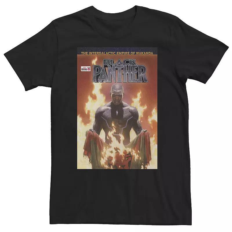 Big & Tall Marvel Panther Wakanda Flag Fire Comic Cover Tee, Mens Product Image