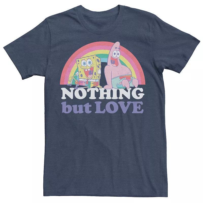 Mens SpongeBob SquarePants Pride Nothing But Love Rainbow Tee Navy Grey Product Image