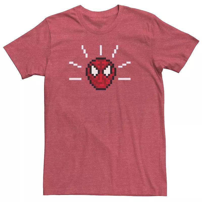 Mens Marvel Spider-Man Sense Retro Video Game Head Shot Portrait Tee Red Grey Product Image