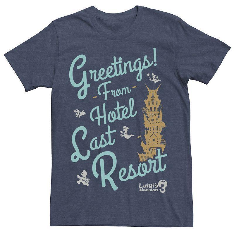 Mens Nintendo Luigis Mansion 3 Greetings From Hotel Last Resort Graphic Tee Navy Grey Product Image