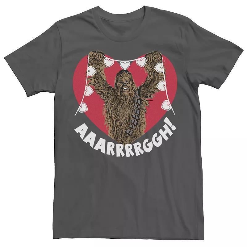 Mens Star Wars Chewbacca Holding Heart Lights Graphic Tee Grey Product Image