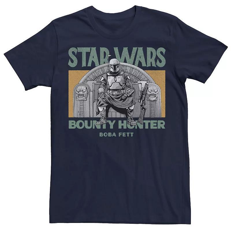 Mens Star Wars The Mandalorioan Boba Fett Bounty Hunter Poster Tee Blue Product Image