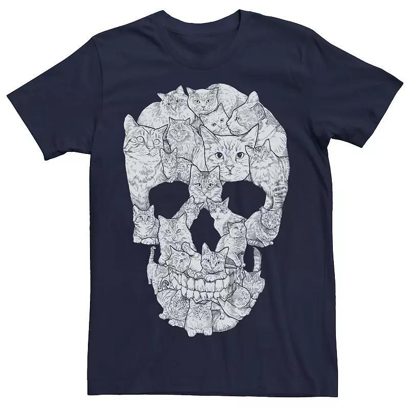 Mens Sketchy Cats Skull Graphic Tee Red Product Image