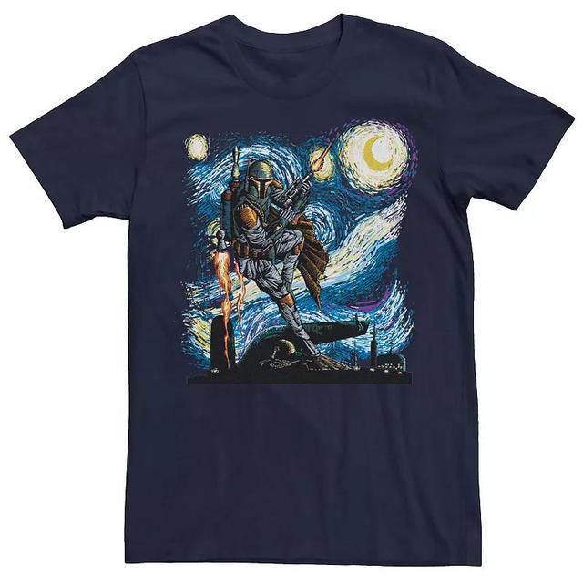 Mens Star Wars Boba Fett Starry Night Graphic Tee Blue Product Image