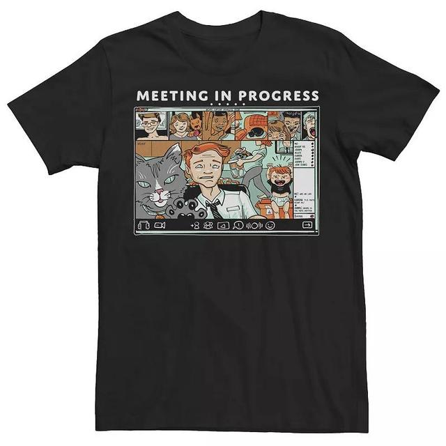 Mens Remote Work Meeting In Progress Humor Tee Black Product Image