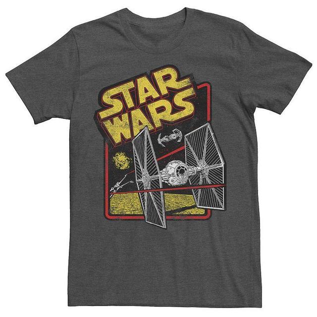 Mens Star Wars Fluorescent Retro Logo Tie Fighter Graphic Tee Grey Product Image