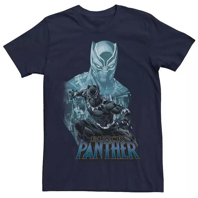 Mens Marvel Wakanda Forever Black Panther Big Portrait Tee Blue Product Image