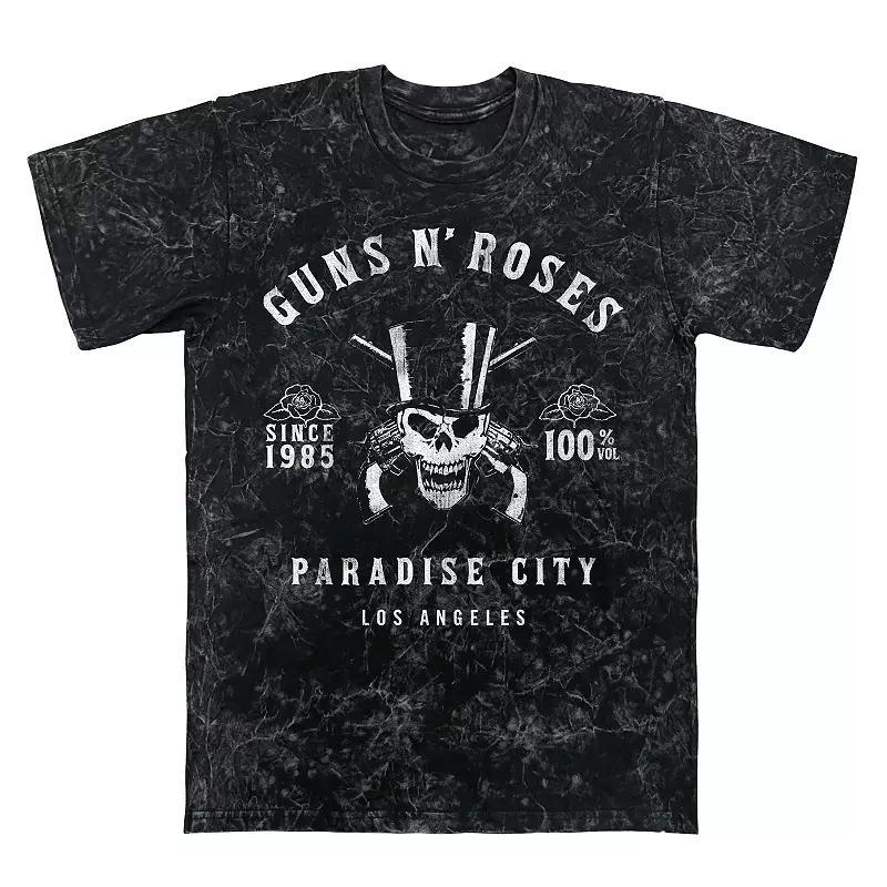 Mens Guns N Roses Paradise City Whiskey Label Mineral Wash Graphic Tee Product Image