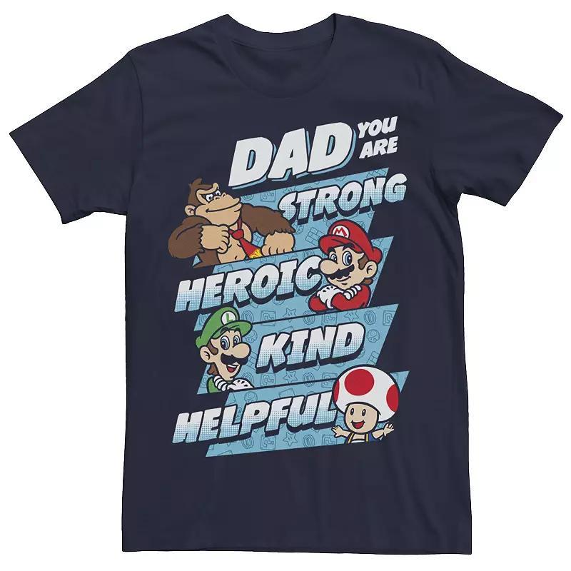 Big & Tall Nintendo Super Mario Dad You Are Tee, Mens Blue Product Image