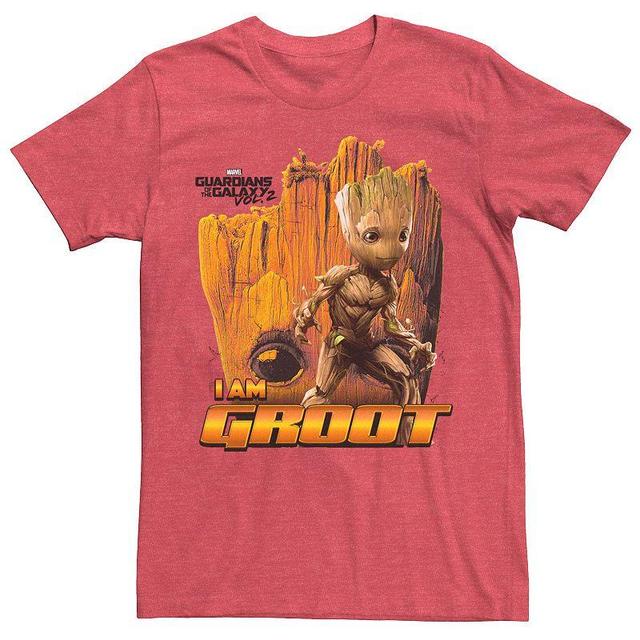 Mens Marvel I Am Groot Collage Portrait Graphic Tee Red Grey Product Image