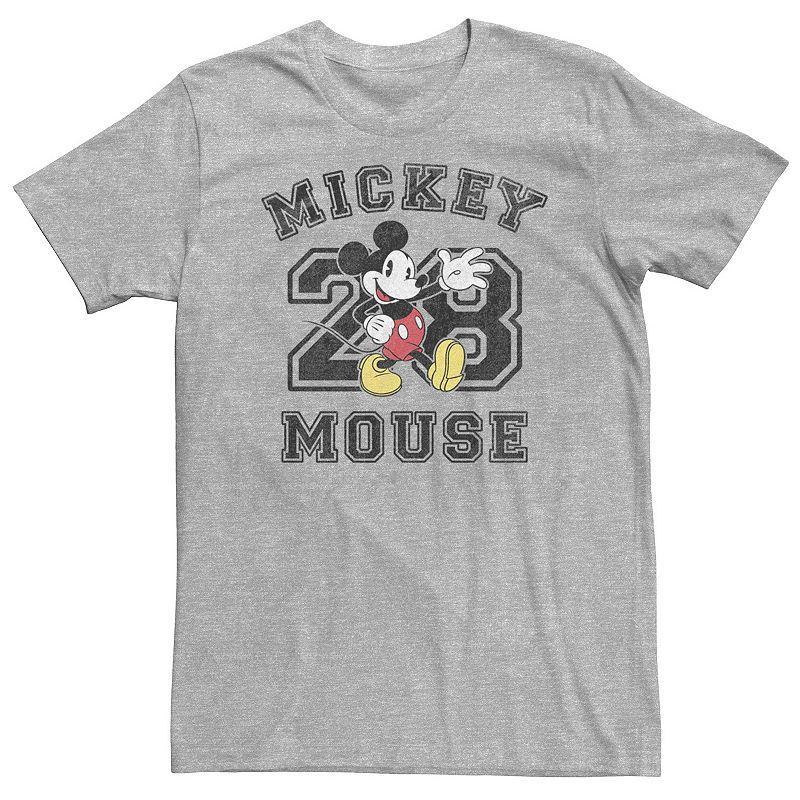 Big & Tall Disney Mickey Varsity Text #28 Portrait Tee, Mens Athletic Grey Product Image