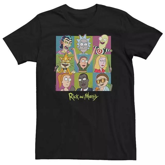 Big & Tall Rick And Morty Characters Boxes Tee, Mens Product Image