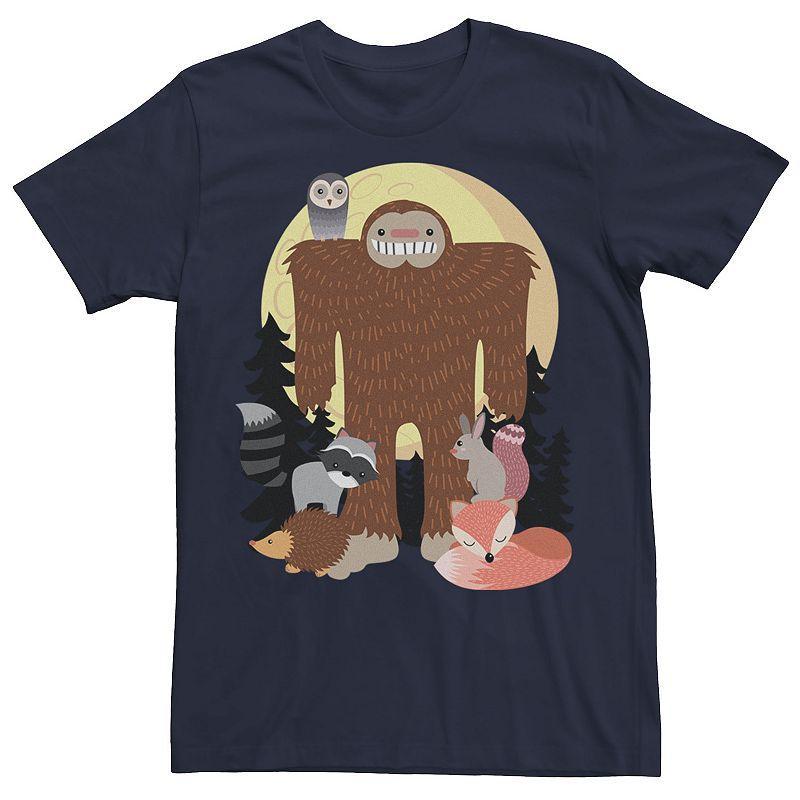 Mens Sasquatch With Woodland Creatures Tee Blue Product Image