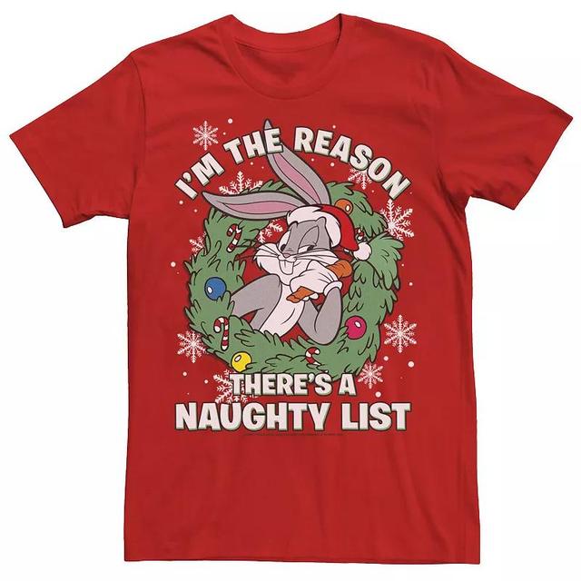 Mens Looney Tunes Christmas Bugs Reason Theres A Naughty List Tee Product Image