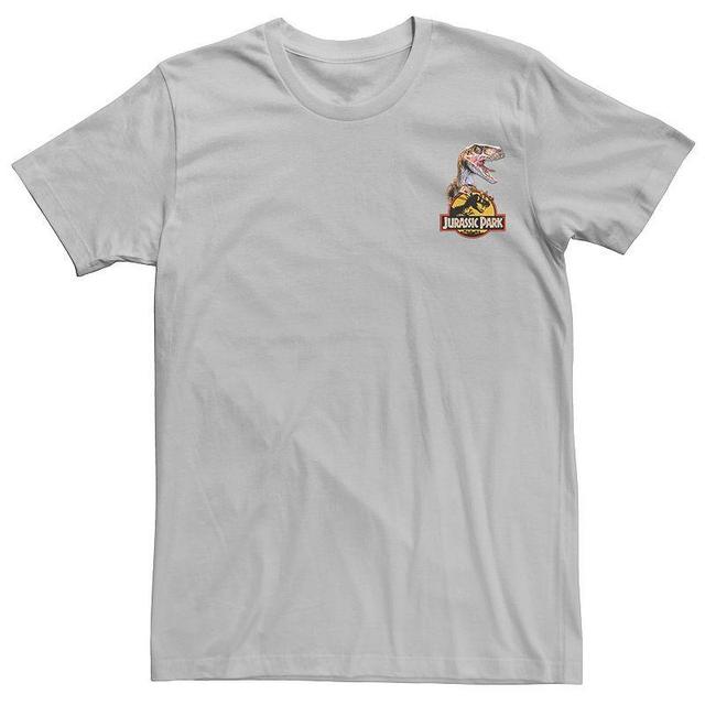 Mens Jurassic Park Raptor Hold Logo Pocket Tee Athletic Grey Product Image