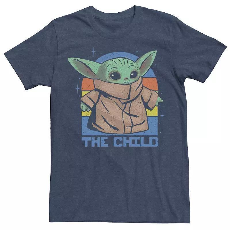 Mens Star Wars The Mandalorian The Child Retro Sunset Tee Navy Grey Product Image