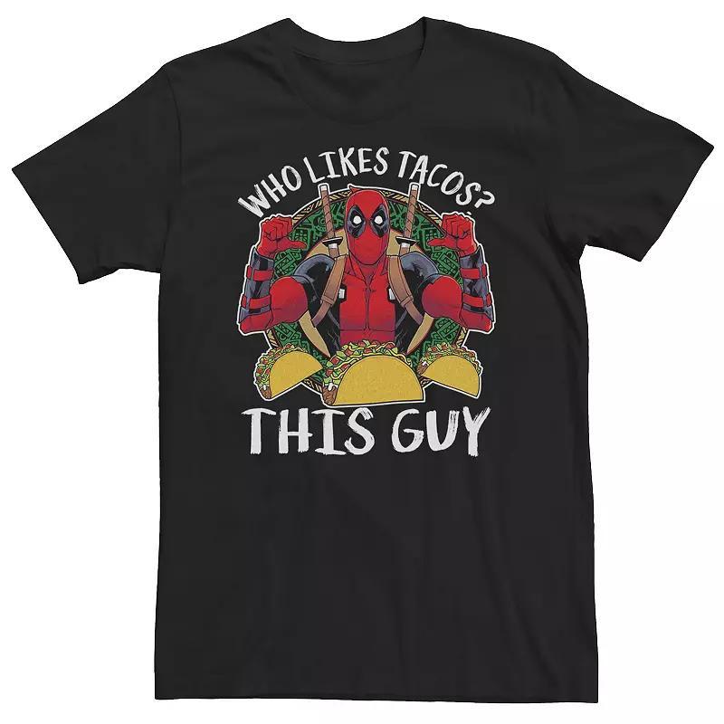 Big & Tall Marvel Deadpool Who Likes Tacos? This Guy Thumbs Tee, Mens, Size: 3XL, Black Product Image