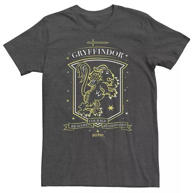 Big & Tall Harry Potter Deathly Hallows 2 Gryffindor Stamp Bravery Courage Determination Tee, Mens Grey Heather Product Image