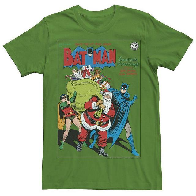 Big & Tall DC Comics Seasons Greetings From Batman And Robin Christmas Tee, Mens Product Image