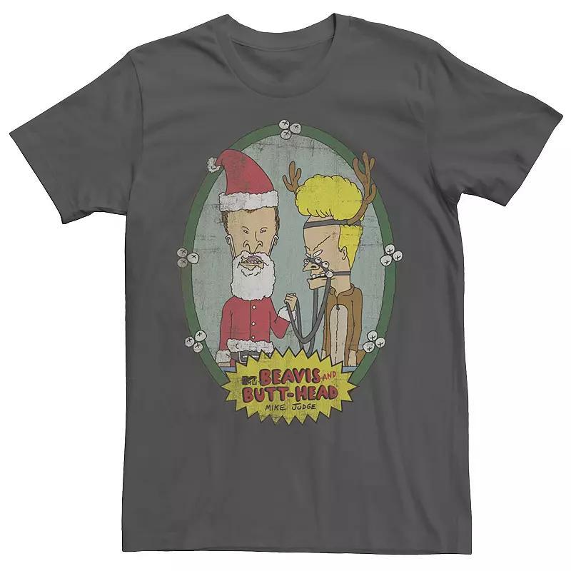 Mens Beavis And Butthead Christmas Portrait Tee Grey Product Image