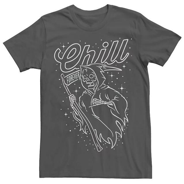 Mens Grim Reaper Chill Line Art Portrait Graphic Tee Grey Product Image