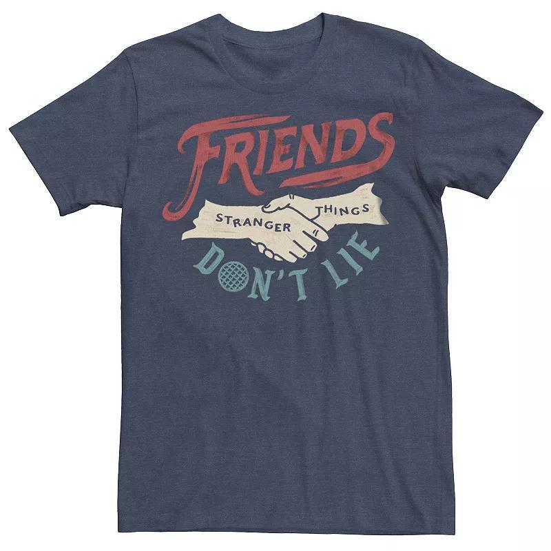 Mens Stranger Things Friends Dont Lie Graphic Tee Navy Grey Product Image