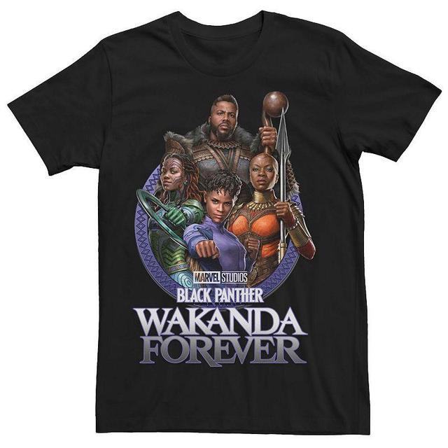 Mens Marvel Wakanda Forever Groupshot Circle Portrait Tee Black Product Image