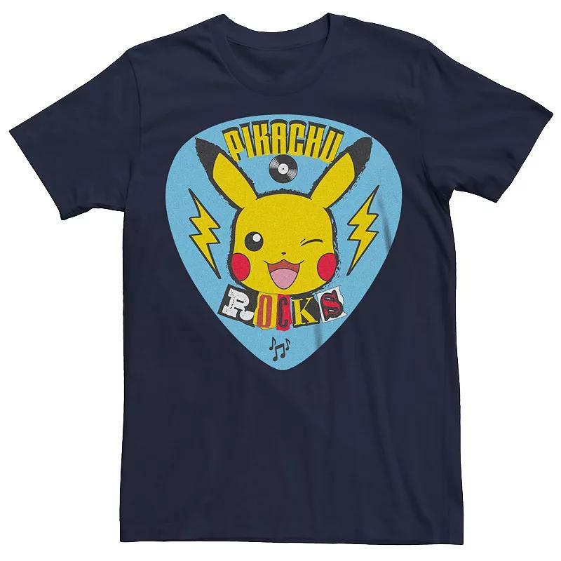 Mens Pokmon Pikachu Rockstar Guitar Pick Tee Blue Product Image