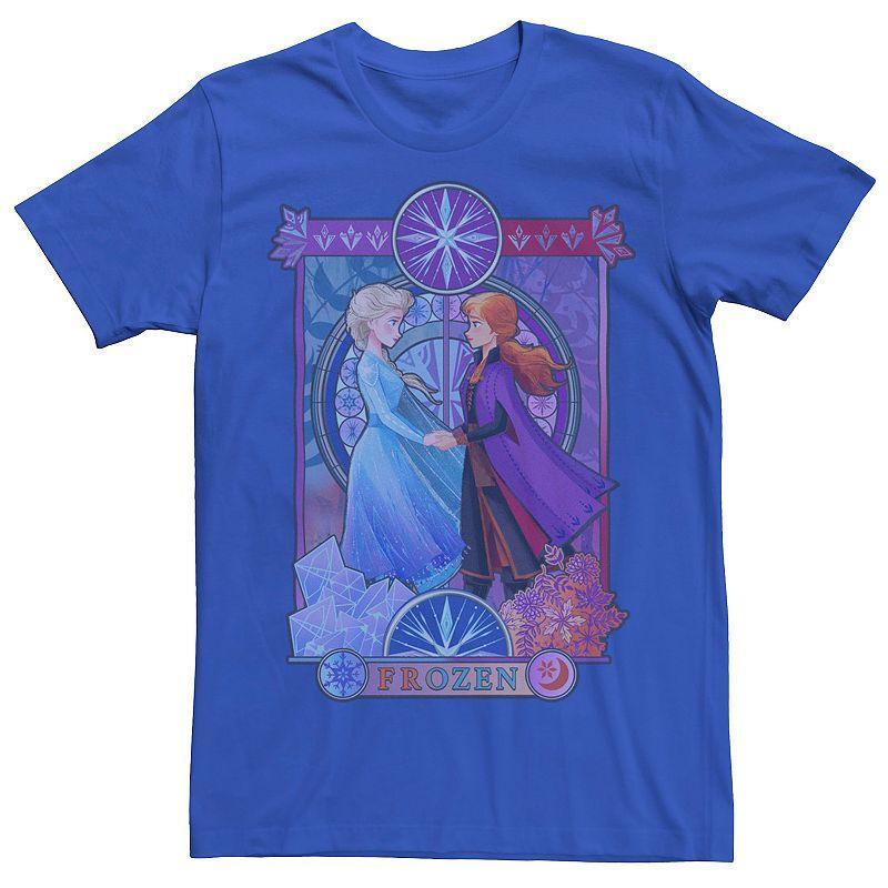 Mens Frozen 2 Elsa & Anna Split Poster Tee Med Blue Product Image