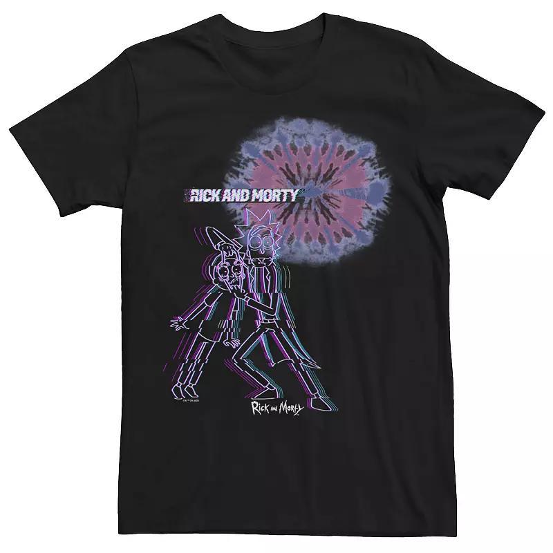 Mens Rick and Morty Glitch Tie Dye Graphic Tee Product Image