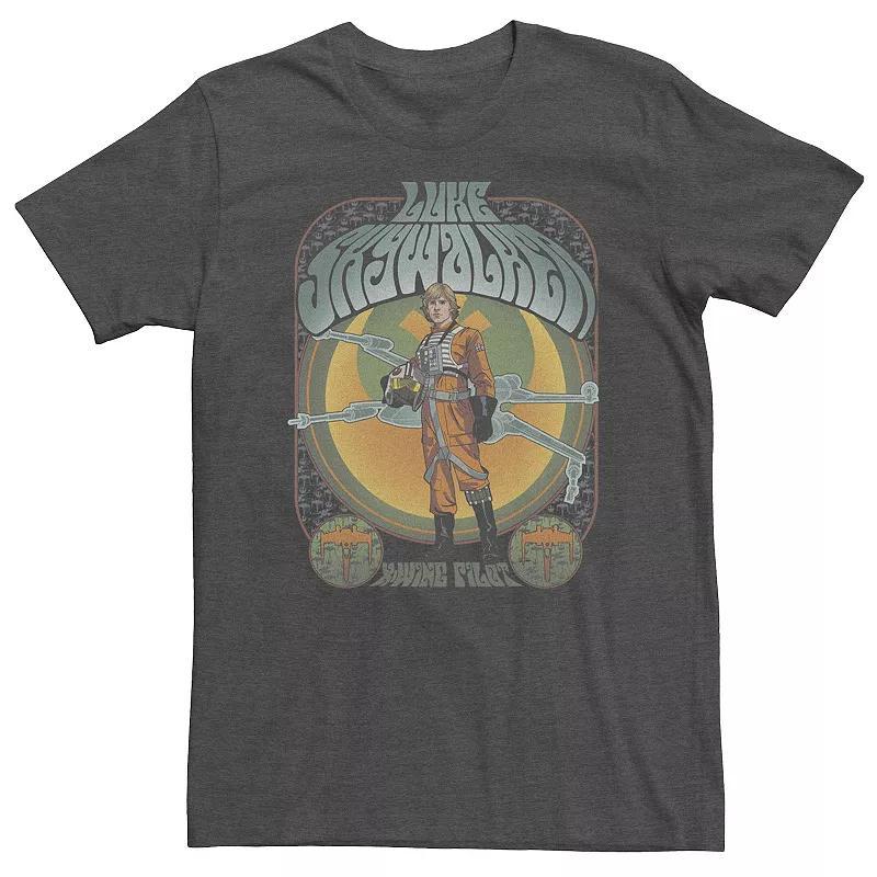 Big & Tall Star Wars Luke Skywalker Distressed Poster Tee, Mens Grey Heather Product Image