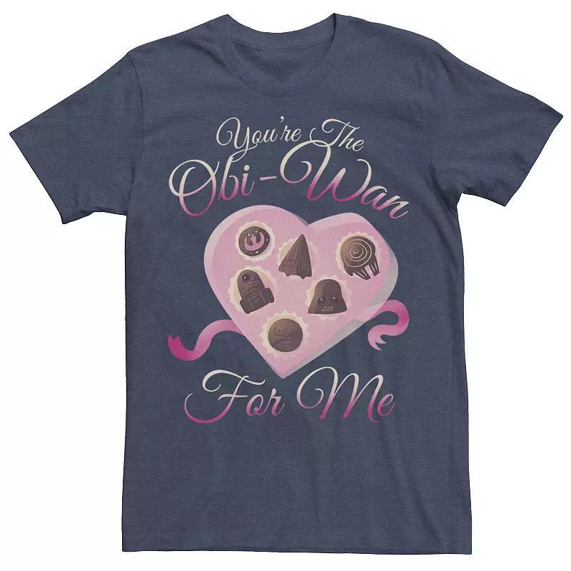 Mens Star Wars Valentines Day Youre The Obi-Wan For Me Heart Box Tee Navy Grey Product Image