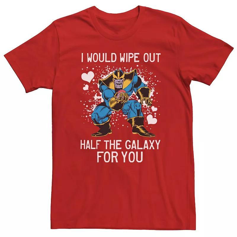 Mens Marvel Thanos Half The Galaxy Valentine Short Sleeve Tee Red Product Image