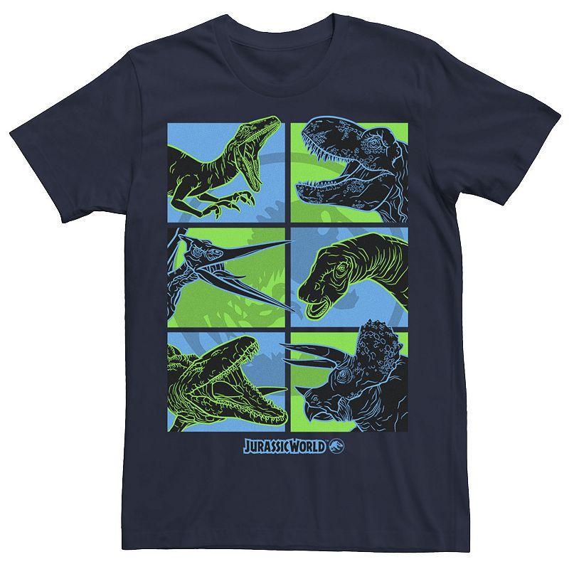 Mens Jurassic World Two Dino Faces Comic Pop Tee Kelly Grey Product Image