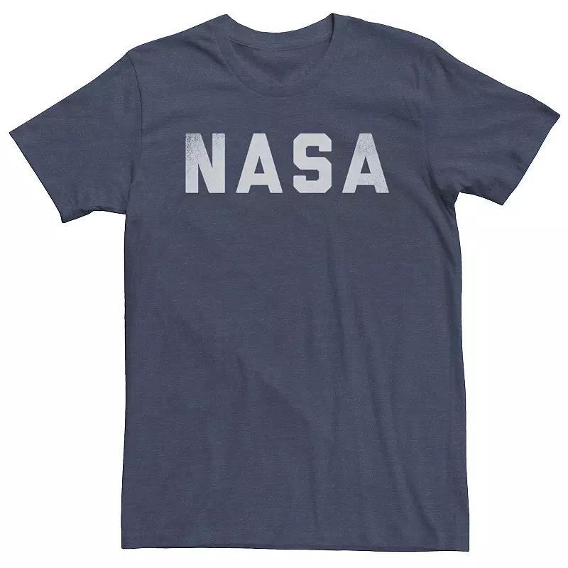 Big & Tall NASA Flat White Text Simple Logo Tee, Mens Navy Grey Product Image