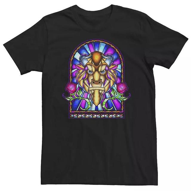 Big & Tall Disney Beauty And The Beast Stained Glass Window Tee, Mens Product Image