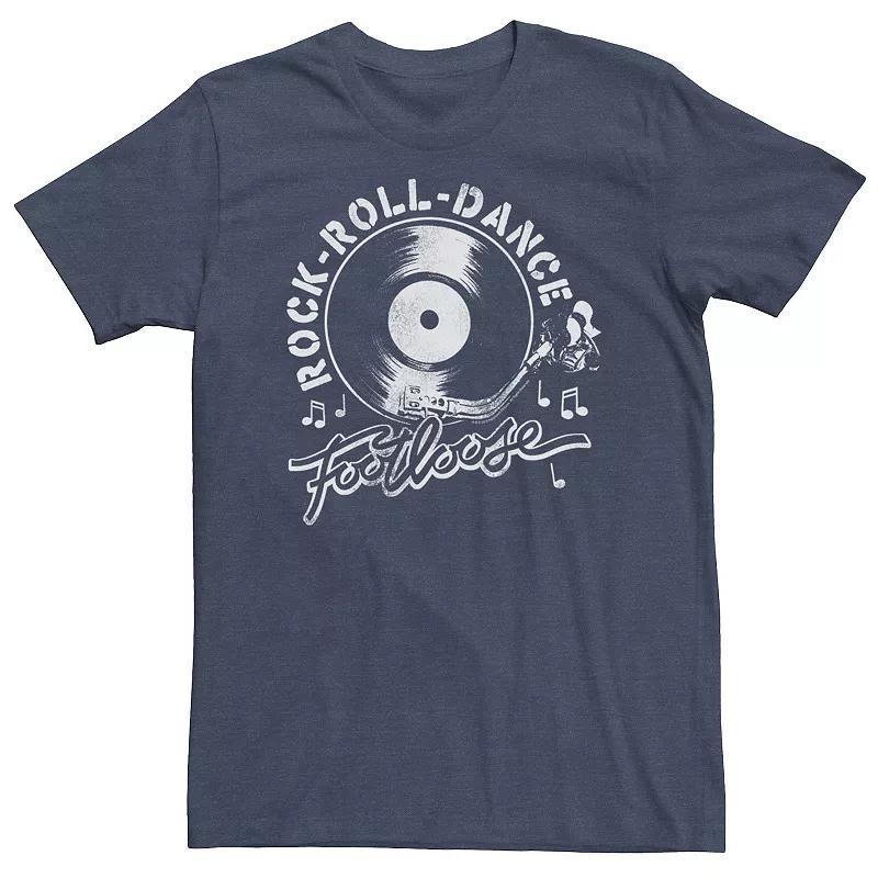 Big & Tall Footloose Rock-Roll-Dance Record Graphic Tee, Mens Navy Grey Product Image