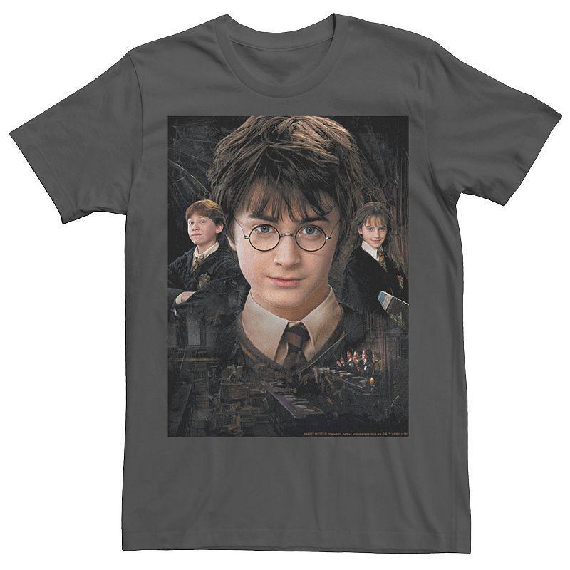 Mens Harry Potter Chamber Of Secrets Harry Ron Hermione Poster Graphic Tee Grey Product Image