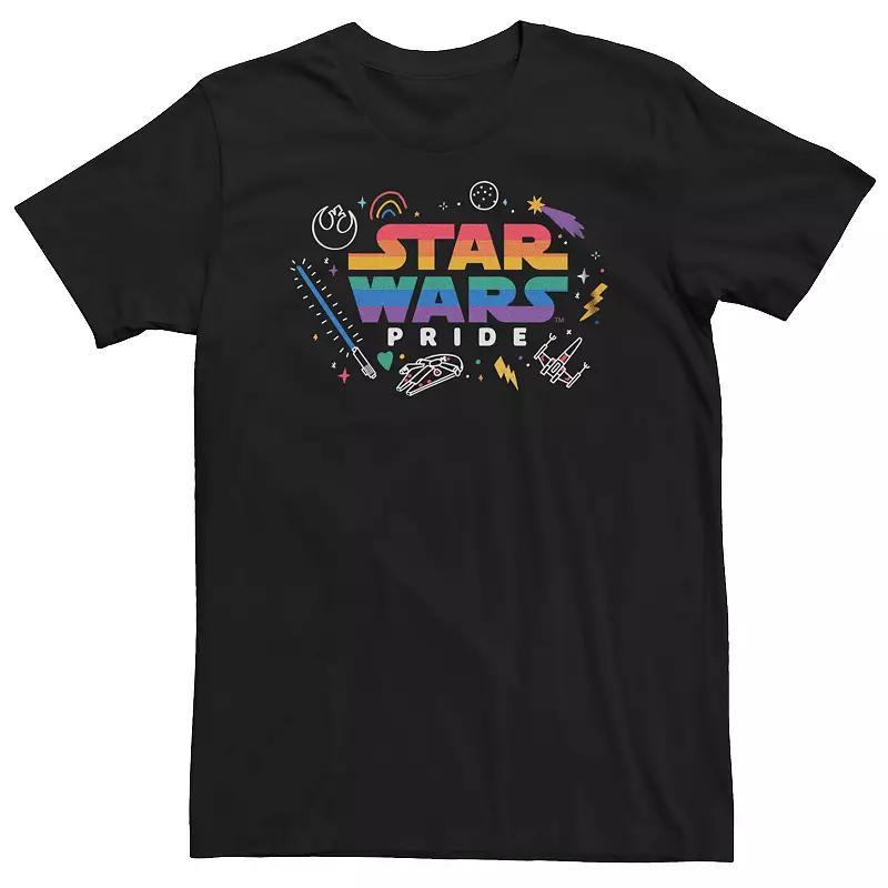 Big & Tall Star Wars Pride Rainbow Logo Doodles Graphic Tee, Mens Product Image