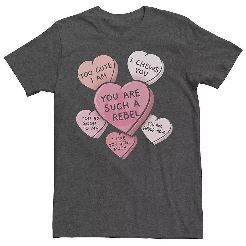 Mens Star Wars Candy Hearts Valentines Day Tee Grey Heather Product Image