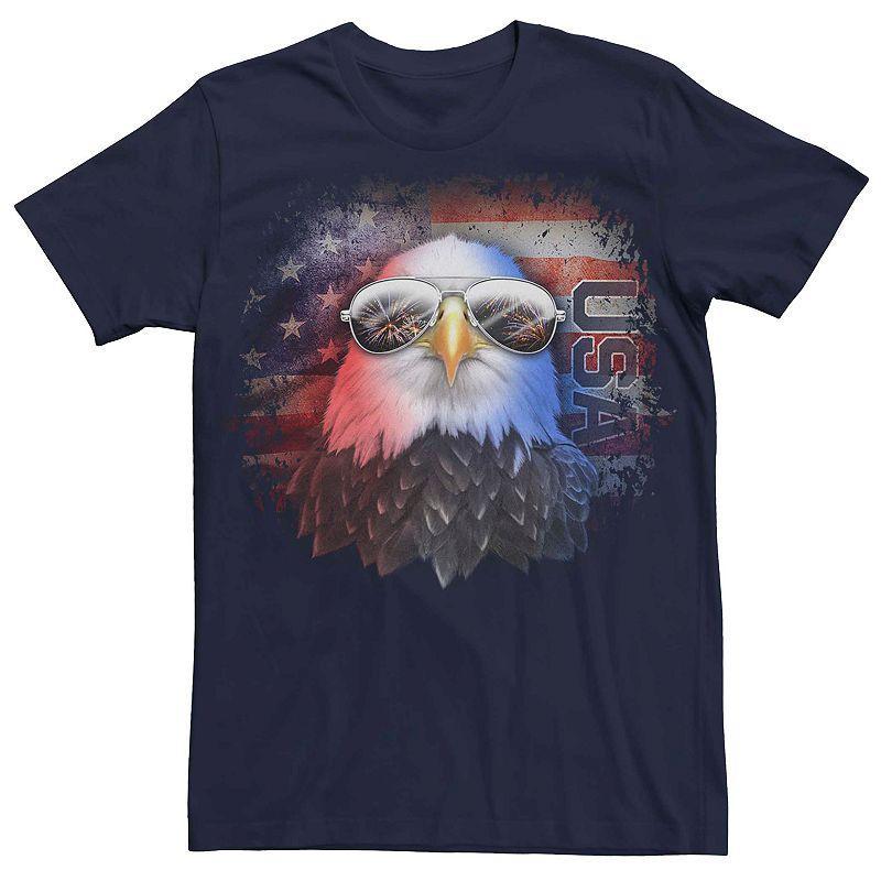 Mens Bald Eagle Sunglasses USA Graphic Tee Blue Product Image