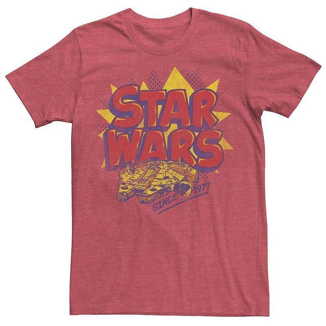 Mens Star Wars Millennium Falcon Comic Book Logo Tee Red Grey Product Image