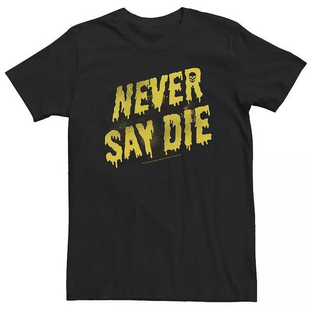 Big & Tall The Goonies Never Say Die Yellow Paint Drip Tee, Mens Product Image