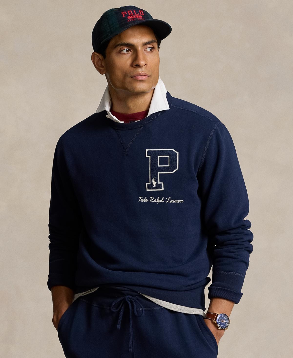 POLO RALPH LAUREN Men's The Rl Fleece Letterman Sweatshirt In Navy Product Image